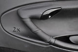FITS PORSCHE BOXSTER  2X DOOR HANDLE LEATHER COVERS grey stitch CUSTOM NEW