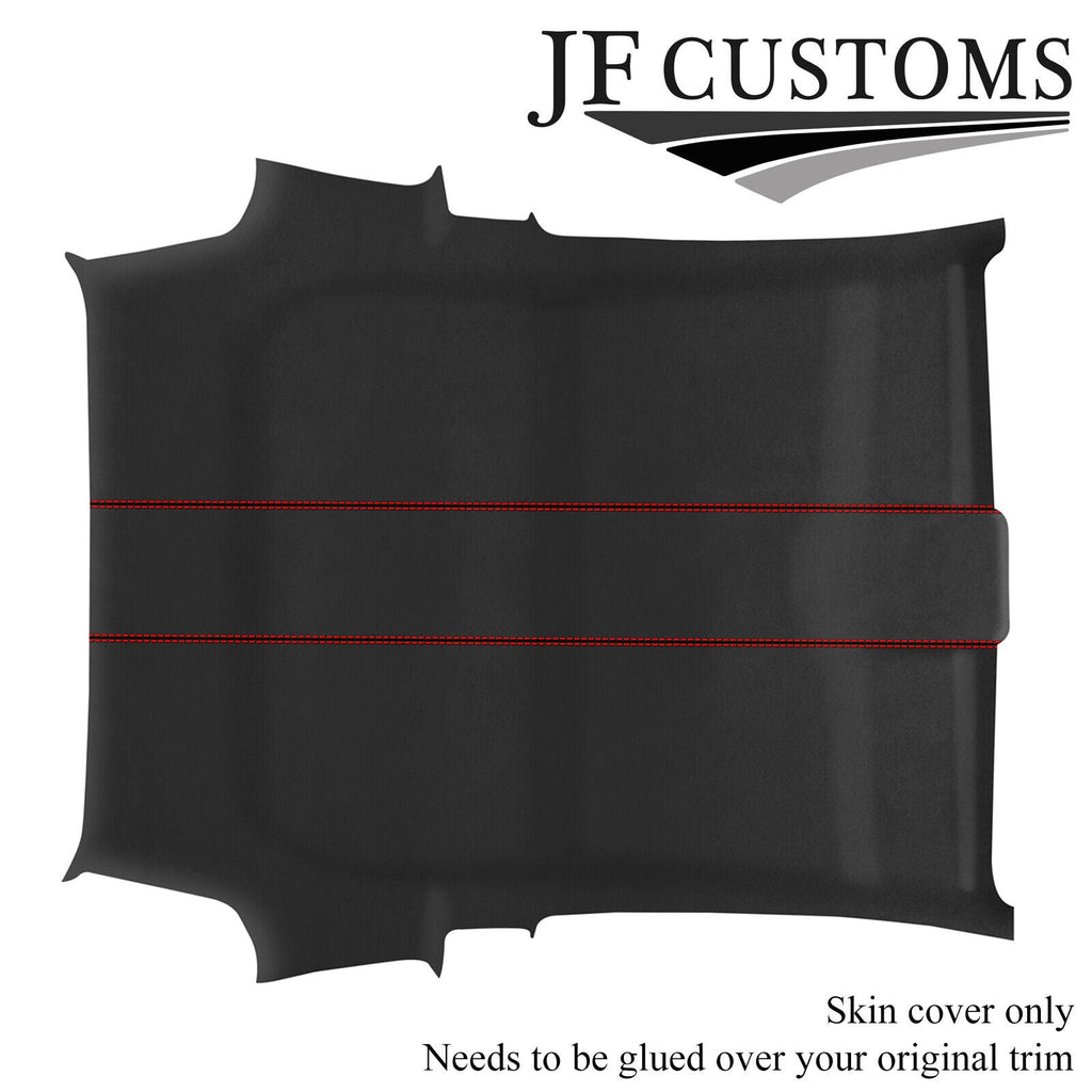 RED STITCH D GREY SUEDE HEADLINER ROOF COVER FOR FIAT 500 & ABARTH 07-15 3DR