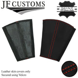 RED STITCH 2X SEAT BELT STALK TALL COVERS FOR AUDI Q2 2016-2022 CUSTOM NEW