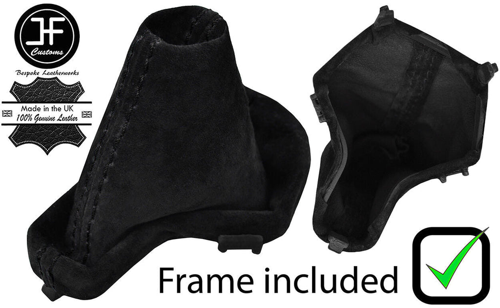 BLACK STITCH SUEDE AUTOMATIC GEAR GAITER+PLASTIC FRAME FOR FREELANDER 2 06-12