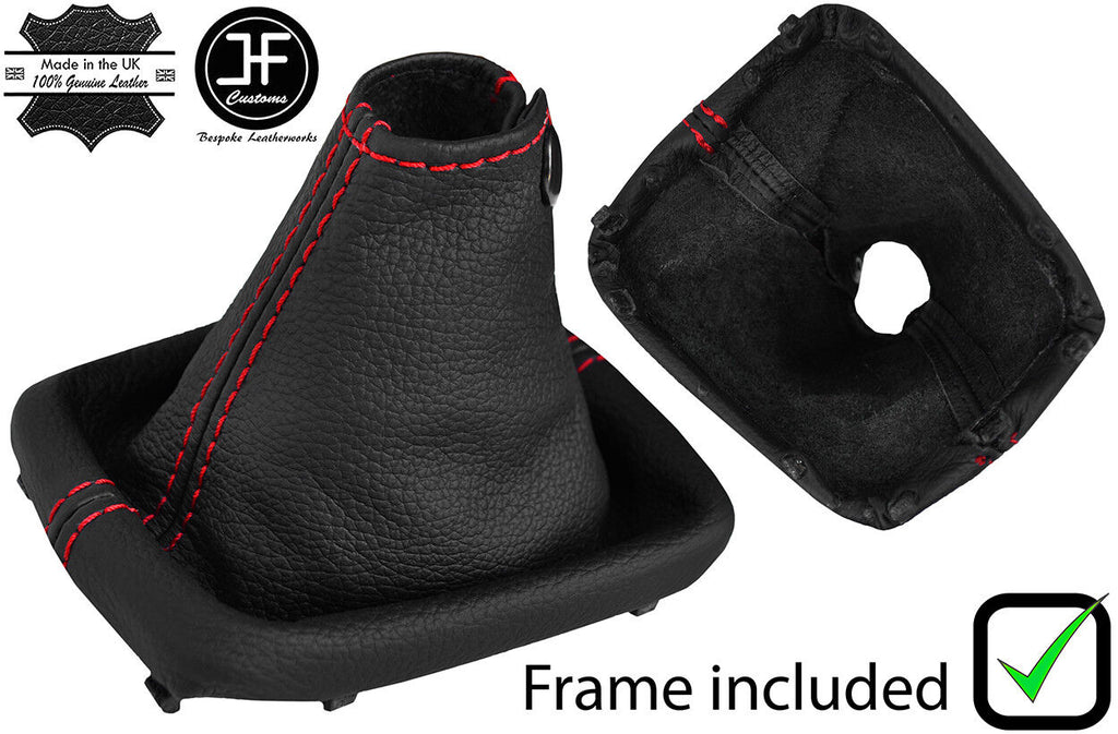RED STITCH LEATHER GEAR GAITER+PLASTIC FRAME FITS NISSAN S15 SILVIA 99-03