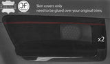 RED STITCH 2X REAR DOOR CARD TRIM SUEDE COVER FOR AUDI A3 8P 04-12 3 DOOR