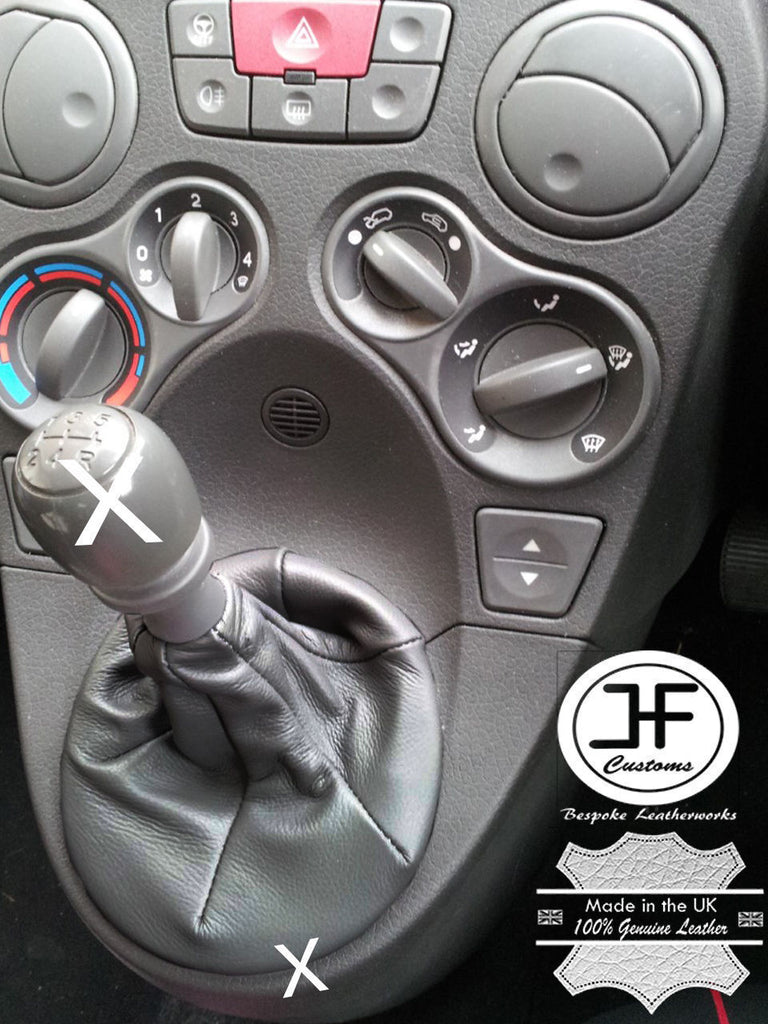 FITS FIAT PANDA  2003 TO 2012 MANUAL GEAR STICK GAITER MID GREY REAL LEATHER