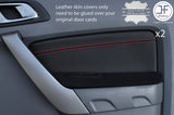 RED STITCHING 2X REAR DOOR CARD TRIM LEATHER COVER FITS FORD RANGER 2012-2017