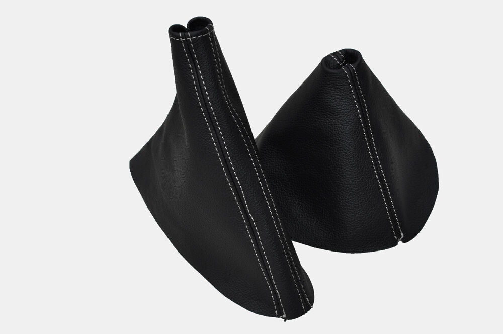 WHITE DOUBLE STITCH FITS MAZDA MX5 MK3 2005-2008  LEATHER GEAR HANDBRAKE GAITER