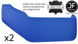 BLUE REAL LEATHER 2X DOOR POCKETS COVERS FITS VW T4 TRANSPORTER CARAVELLE