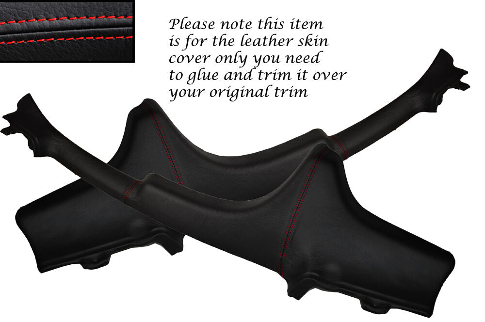 RED STITCH 2X ROOF SIDE PILLARS LEATHER COVERS FITS SMART FORTWO 451 07-14