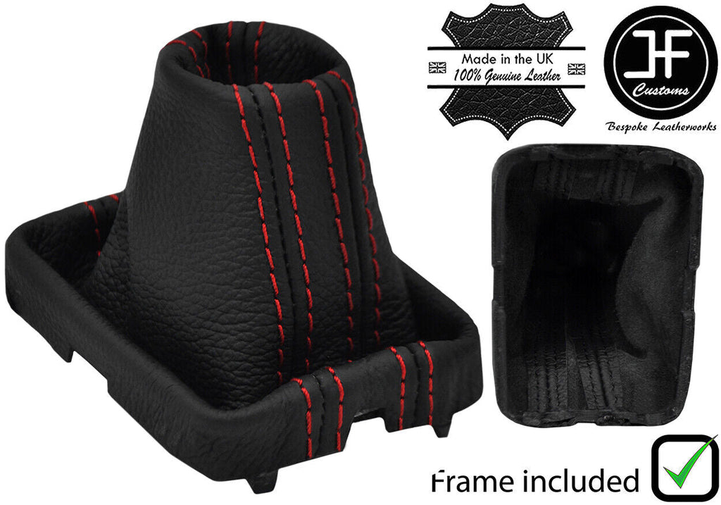 RED STITCH AUTOMATIC DSG LEATHER GEAR GAITER+ PLASTIC FRAME FOR VW POLO 14-17