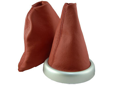 FITS MINI COOPER BMW GEAR HANDBRAKE GAITER D RED LEATHER CUSTOM NEW MADE IN UK