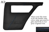 BLUE STITCH 2X REAR DOOR CARDS LEATHER COVER FITS TALBOT SUNBEAM & LOTUS TI