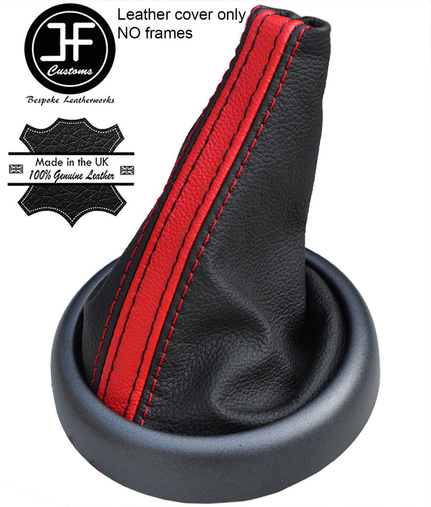 BLACK RED STRIPE TOP GRAIN LEATHER GEAR GAITER FOR BMW MINI R50 R52 R53 01-06