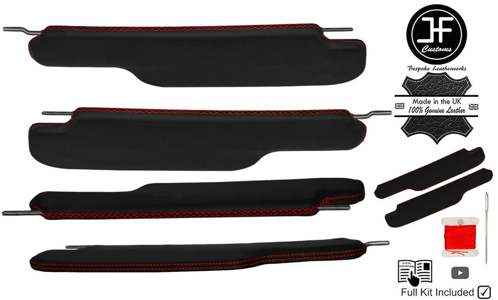 RED CROSS STITCH 2X SUN VISOR LEATHER COVERS FOR FORD THUNDERBIRD 64-66