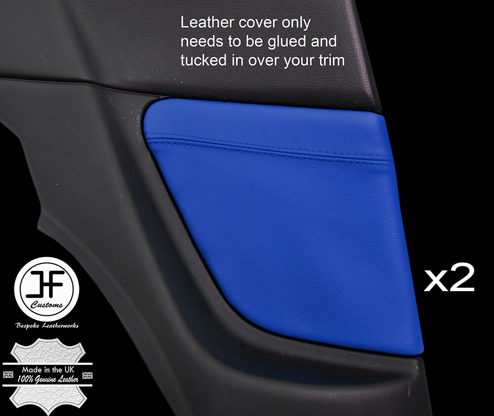 BLUE LEATHER 2X REAR SIDE PANEL TRIM COVERS FOR MAZDA RX8 03-12 STYLE 2