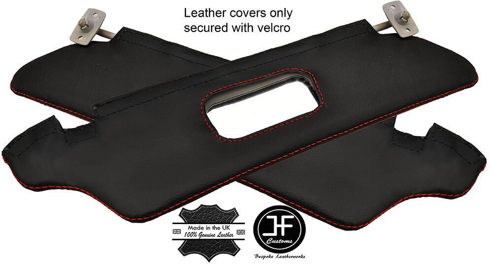 RED  STITCHING 2X SUN VISORS LEATHER COVERS FITS ROVER 100 1991-1998 CUSTOM NEW