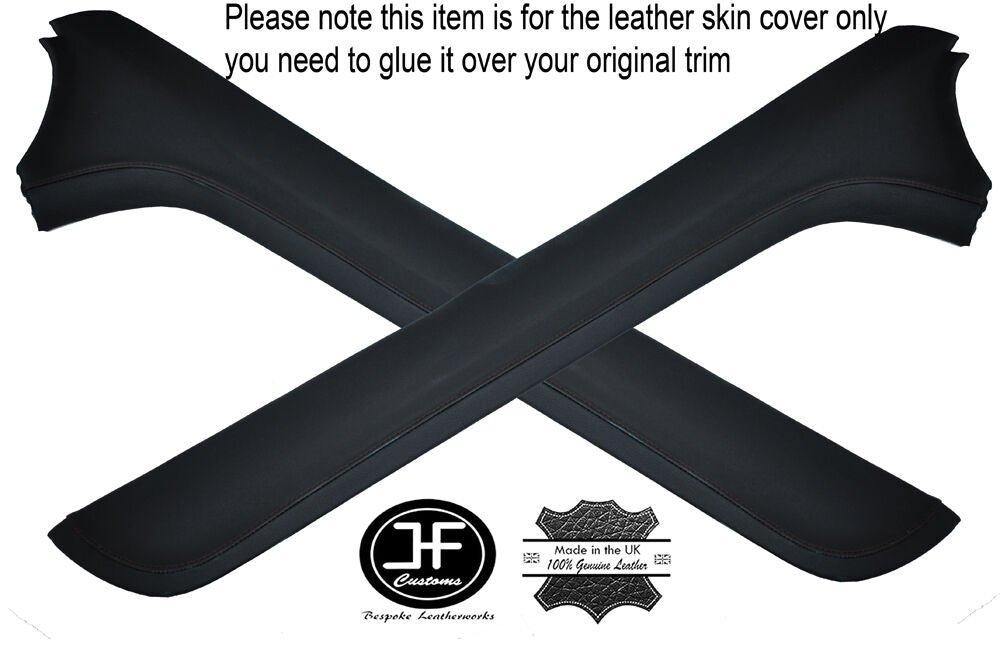 BLACK STITCH 2X CENTER CONSOLE SIDE TRIM LEATHER COVERS FITS JAGUAR XF 08-15