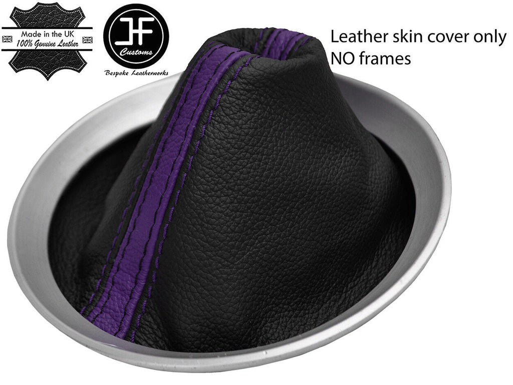 BLACK & PURPLE STRIPE TOP GRAIN LEATHER GEAR GAITER FITS NISSAN 350Z Z33 02-09