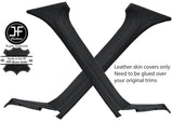 BLACK STITCHING 2X A PILLAR REAL LEATHER COVERS FITS AUSTIN MORRIS A60