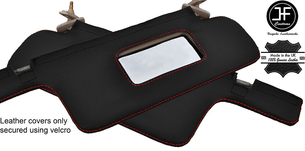 RED STITCH FITS AUDI 80 B3 1986-1991 2X SUN VISORS COVERS REAL LEATHER