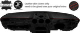 RED STITCH 2X TOP DASH PAD TRIM REAL LEATHER COVERS FOR FORD MUSTANG 15-19