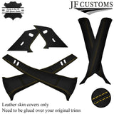 YELLOW STITCH ITALIAN LEATHER PILLAR KIT COVERS FOR BMW E23 7 SERIES 1977-1986