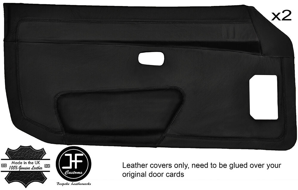 BLACK STITCH STYLE 2 2X FULL DOOR CARD LEATHER COVER FITS PORSCHE 924 944 75-89