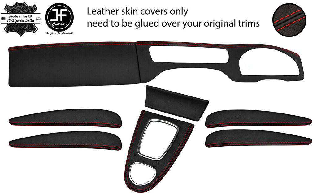 RED STITCH 8 PIECE INTERIOR KIT LEATHER COVERS FOR JAGUAR S-TYPE 1999-2008