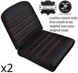 RED STITCH 2X REAR SEAT LEATHER COVERS FITS DEFENDER 90 110 83-06 STYLE 3