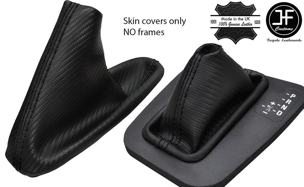 BLACK STITCH CARBON VINYL AUTOMATIC GEAR & HANDBRAKE GAITER FOR BMW E46 99-05