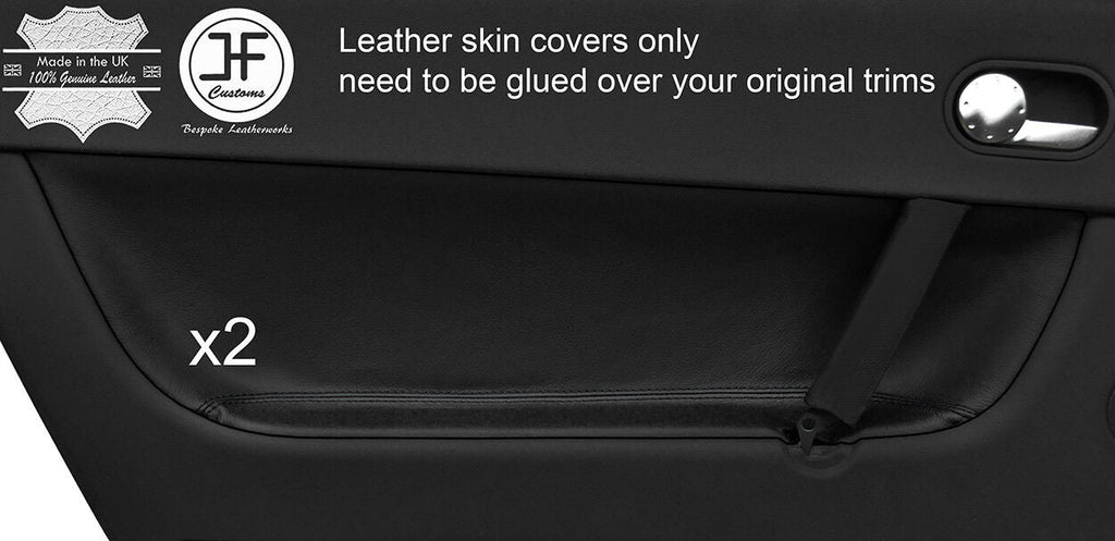 BLACK & BLACK 2 TONE 2X FRONT DOOR CARD LEATHER COVERS FITS AUDI TT MK1 98-06