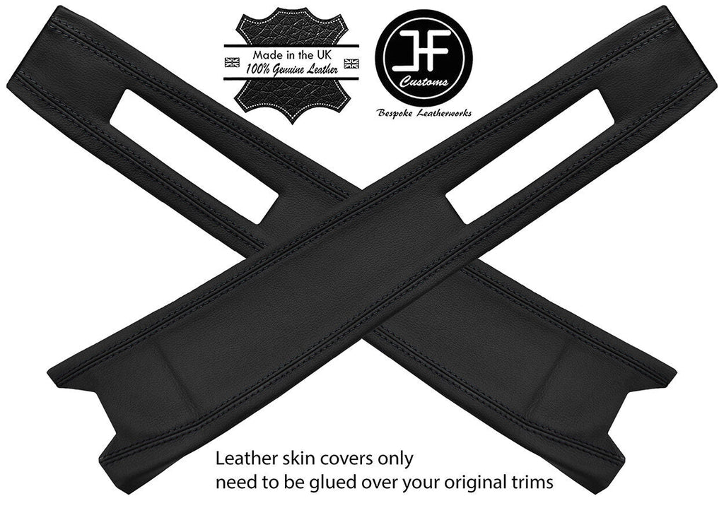 BLACK STITCH 2X UPPER B PILLAR REAL LEATHER COVERS FITS RANGE ROVER CLASSIC