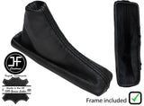 BLACK STITCH LEATHER AUTO GEAR GAITER+PLASTIC FRAME FITS CHEVROLET CRUZE 16-19