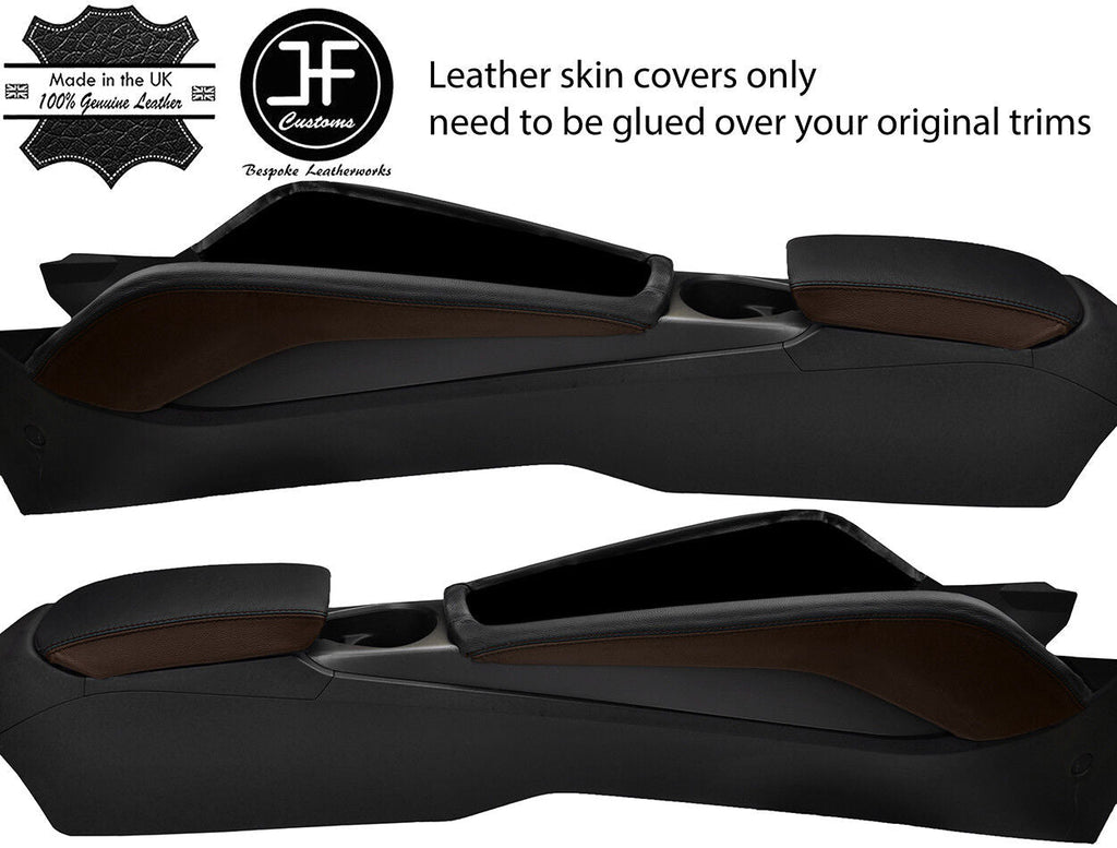 BLACK & BROWN CONSOLE SIDE TRIM & ARMREST LEATHER COVERS FITS AUDI TT MK3 15-19