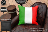 ITALIAN FLAG COLOUR LEATHER 1X EXCLUSIVE LUXURY CUSHION 18"x18" BLACK BACK