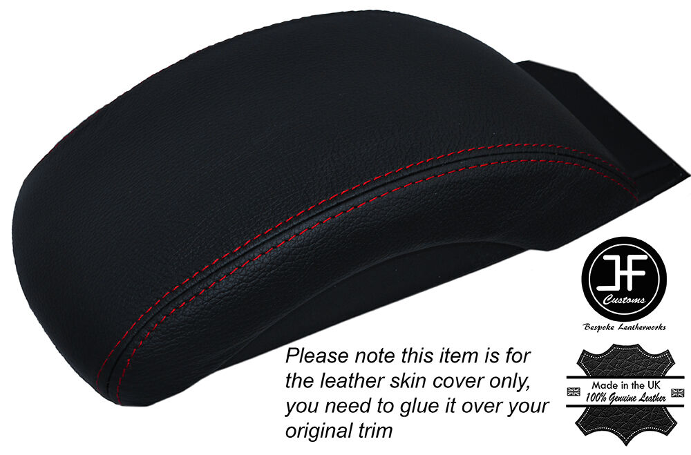 RED STITCHING LEATHER ARMREST LID SKIN COVER FITS CITROEN C4 MK2 2011-2014