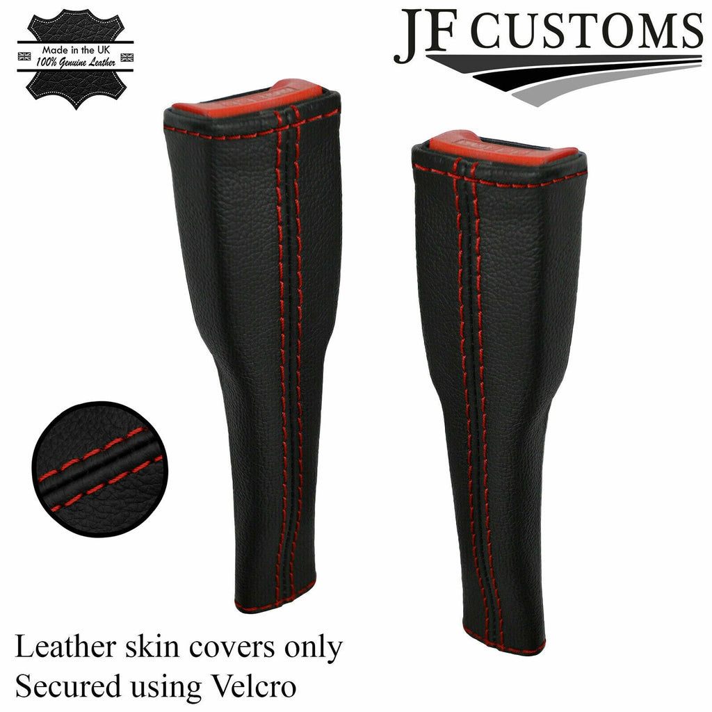 RED STITCH 2X SEAT BELT STALK TALL COVERS FOR AUDI Q2 2016-2022 CUSTOM NEW