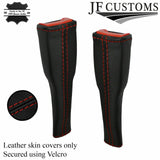 RED STITCH 2X SEAT BELT STALK TALL COVERS FOR AUDI Q2 2016-2022 CUSTOM NEW