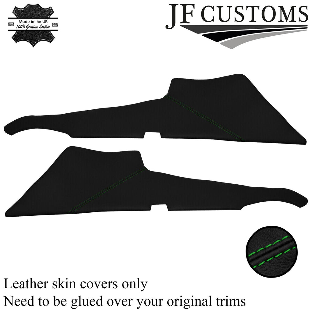 GREEN STITCH ITALIAN LEATHER 2X REAR C POST PILLAR COVERS FOR MG MGB GT