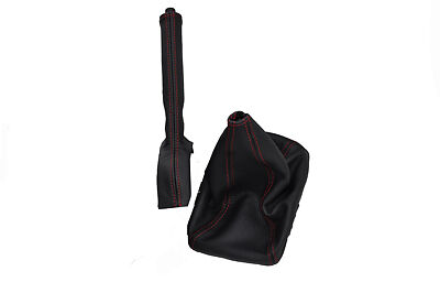 red  stitch FITS NISSAN ALMERA N15 95-00 LEATHER GEAR&HANDBRAKE COVER SET