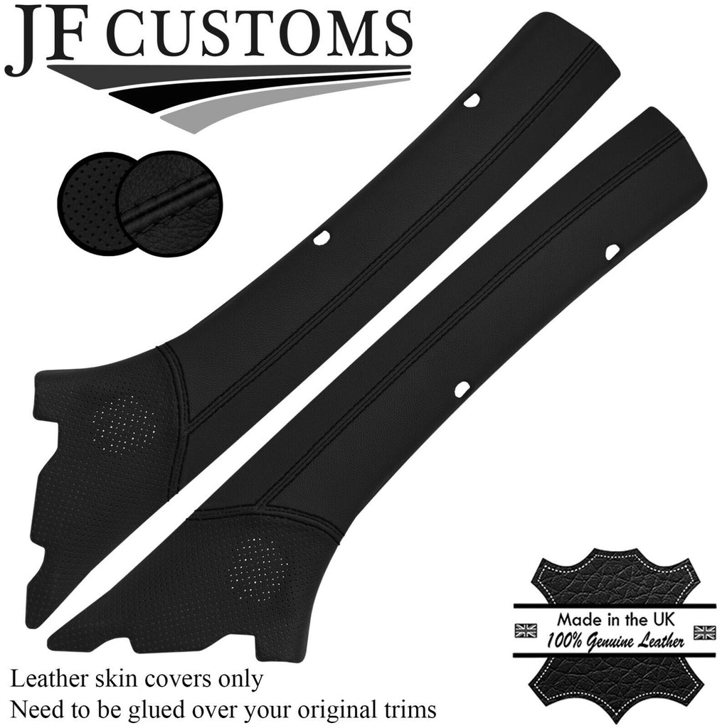 BLACK STITCH 2X A PILLAR LEATHER COVERS FITS VW AMAROK 10-20 CUSTOM NEW
