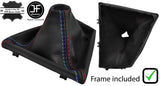BLACK & TRI STITCH LEATHER GEAR GAITER+PLASTIC FRAME FOR BMW F32 F33 F36