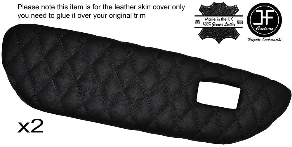 BLACK DIAMOND STICH 2X FRONT DOOR CARD TRIM LEATHER COVER FITS MG MGF MK1 95-99