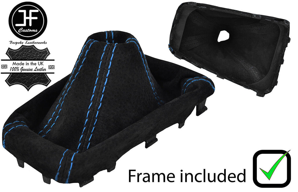 BLUE STITCHING SUEDE GEAR GAITER + PLASTIC FRAME FITS FORD FOCUS 2014-2018