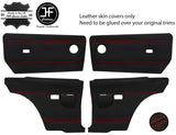 RED  STITCH 4X FRONT + REAR DOOR CARD LEATHER COVER FOR FORD CORTINA MK5 COUPE