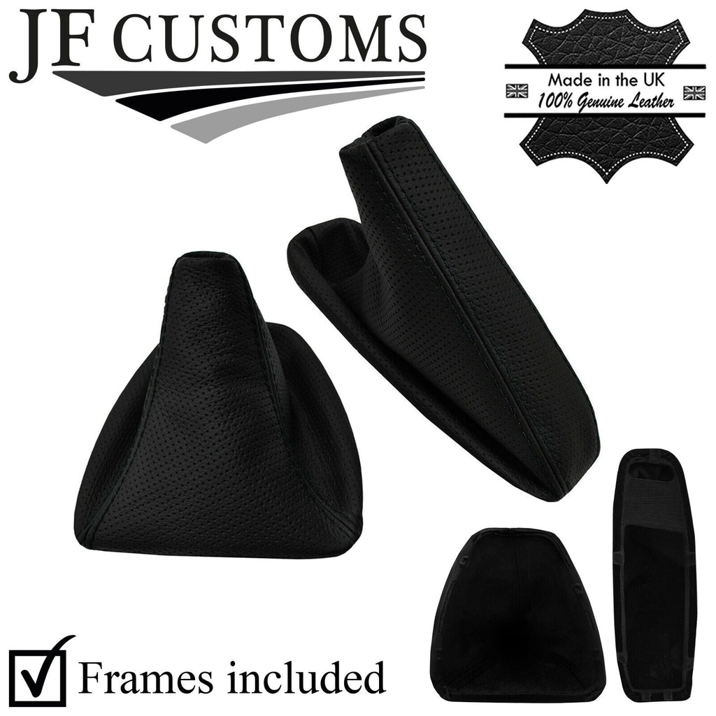 BLACK STITCH PERFORATED LEATHER GEAR HANDBRAKE + FRAMES FOR BMW E90 E92 E93
