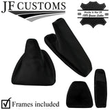 BLACK STITCH PERFORATED LEATHER GEAR HANDBRAKE + FRAMES FOR BMW E90 E92 E93