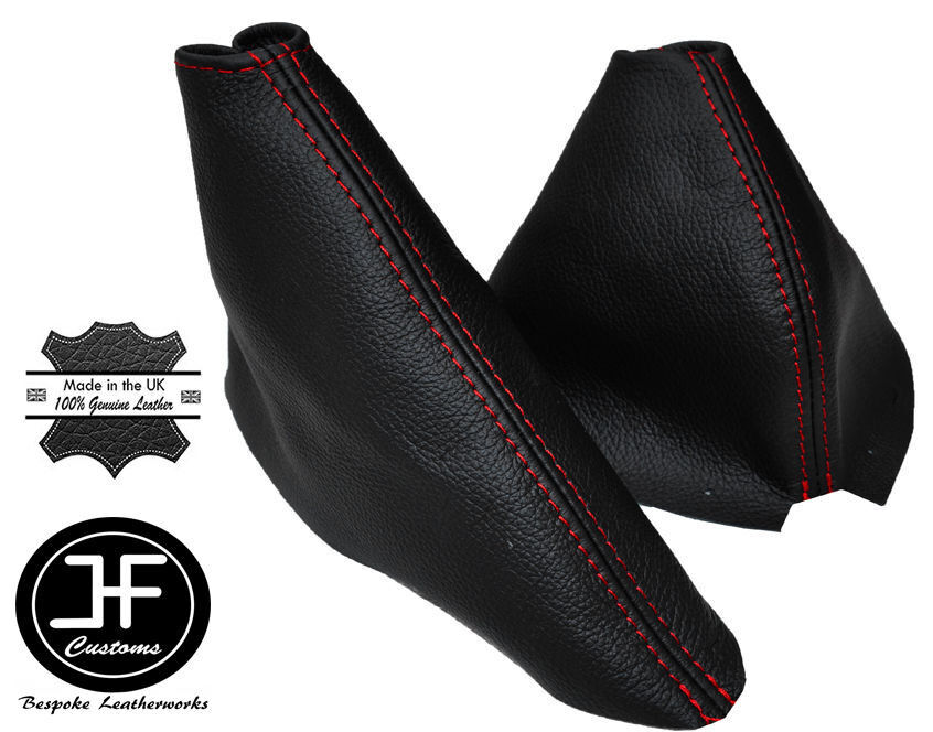 RED STITCH FITS NISSAN 350Z 2002-2009 REAL LEATHER GEAR HANDBRAKE GAITER SET