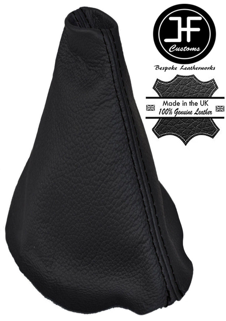 BLACK STITCHING MANUAL REAL LEATHER GEAR GAITER FITS VW POLO 6R 2009-2016