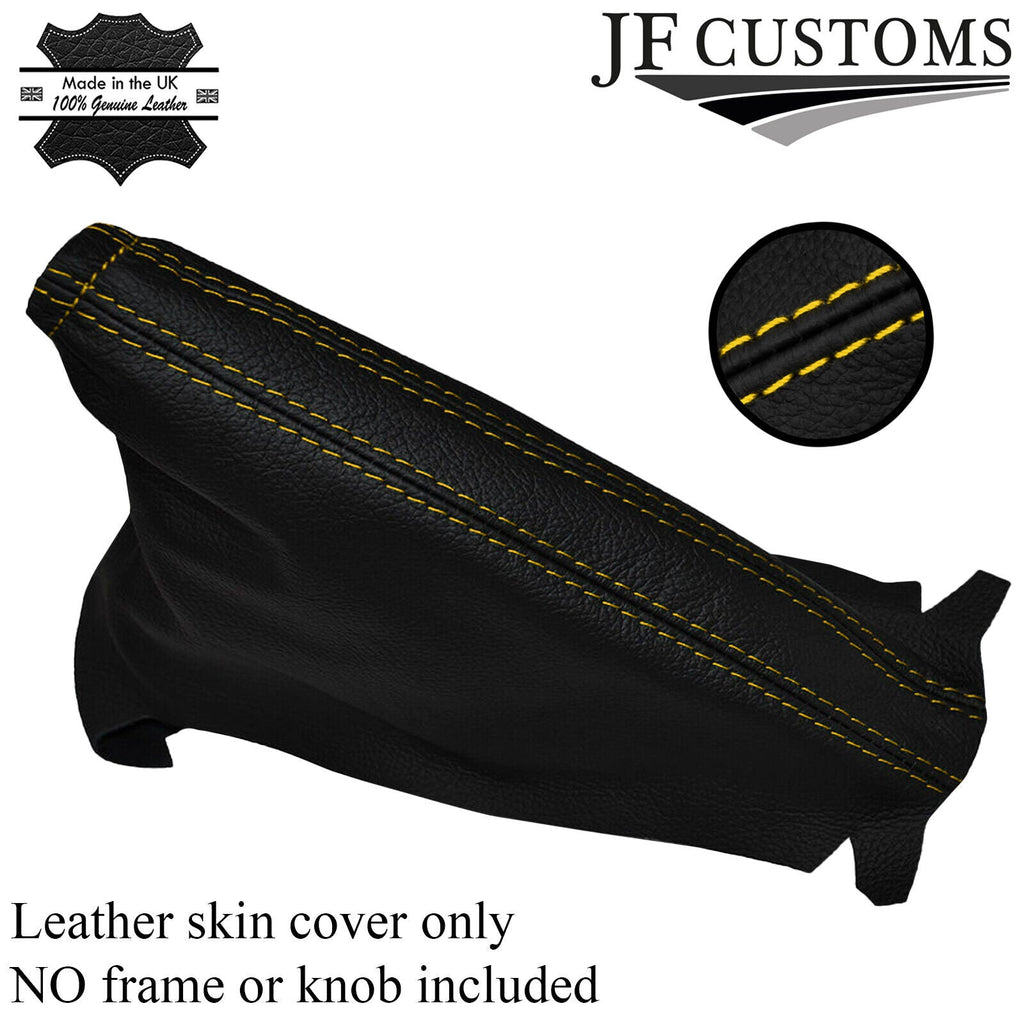 YELLOW STITCHING FITS VAUXHALL OPEL CORSA D 2006-2014  LEATHER HANDBRAKE GAITER