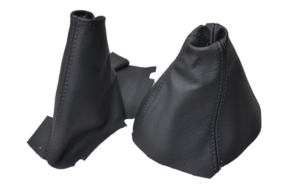 GREY STITCHING FITS VOLVO S80 1998-2005 GREY LEATHER HANDBRAKE GEAR GAITERS SET