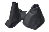 GREY STITCHING FITS VOLVO S80 1998-2005 GREY LEATHER HANDBRAKE GEAR GAITERS SET